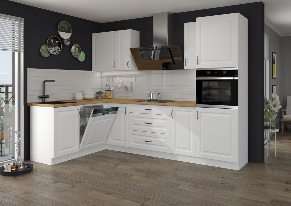 Landhaus Küche Stilo Weiß 170x285cm Küchenzeile Einbauküche Produktbild 