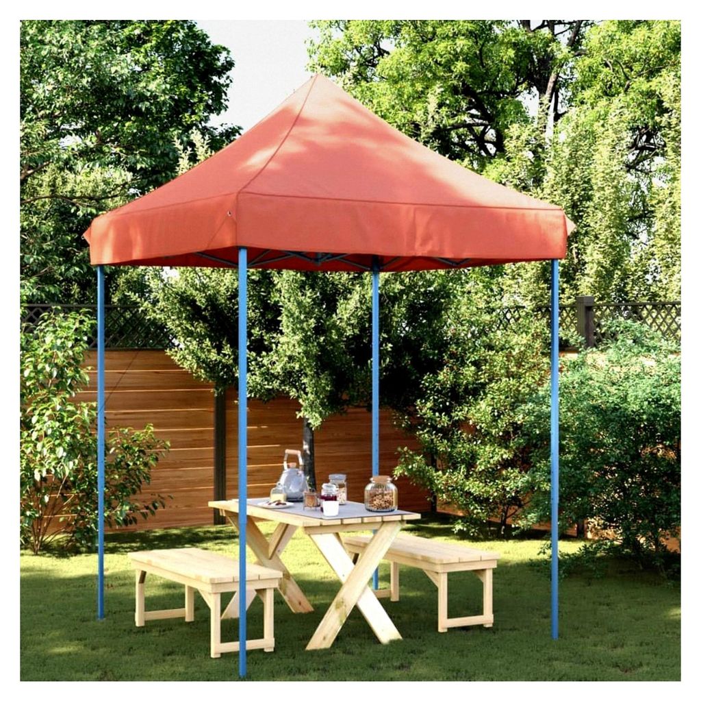 Faltbares Party- und Gartenzelt, Pop-Up Pavillon für Hochzeiten, Festivals und Partys, Faltpavillon mit Stahlgestell, Terrakottarot