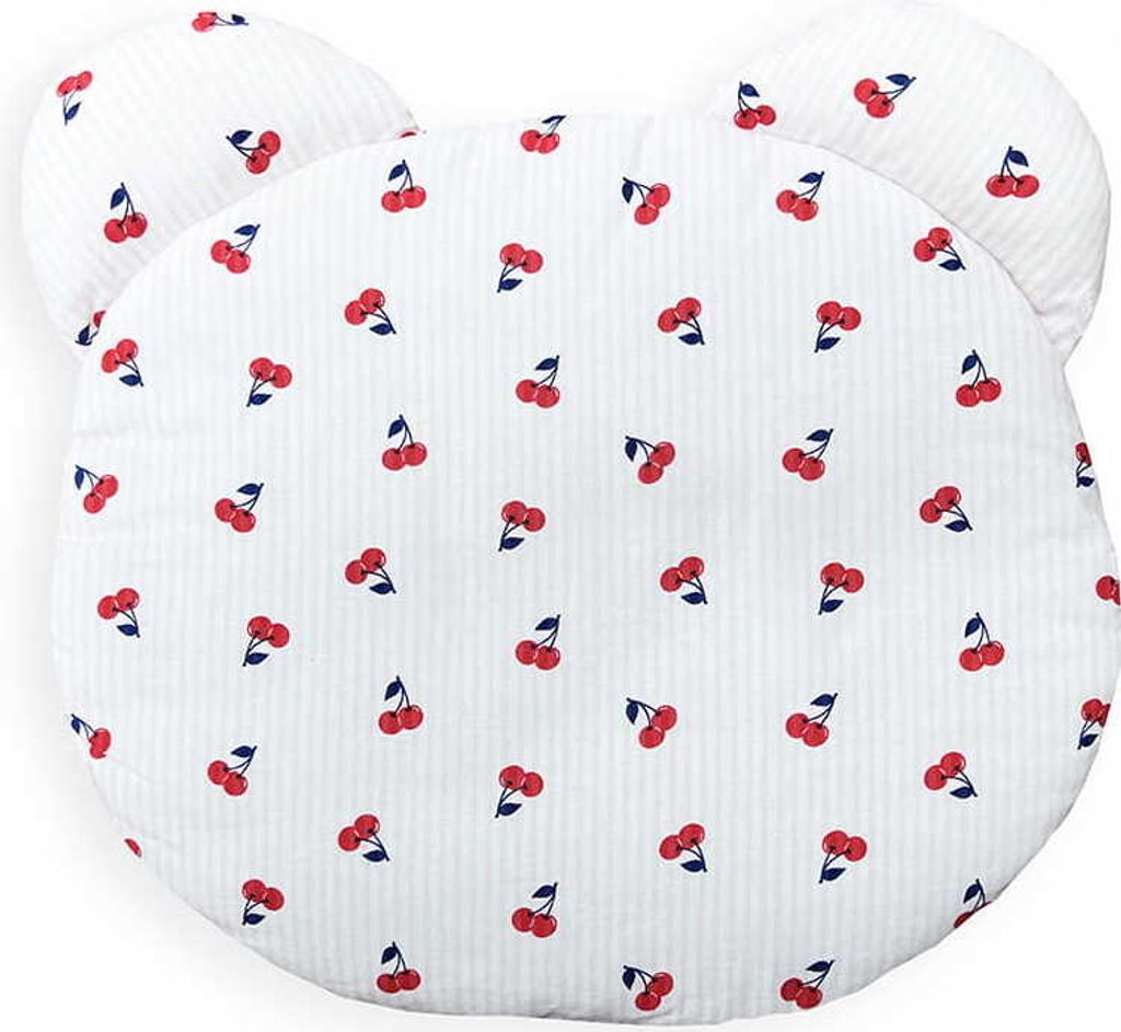 DOLCE SONNO Baby Kopfkissen aus Baumwoll Teddybär – Sweet Cherry
