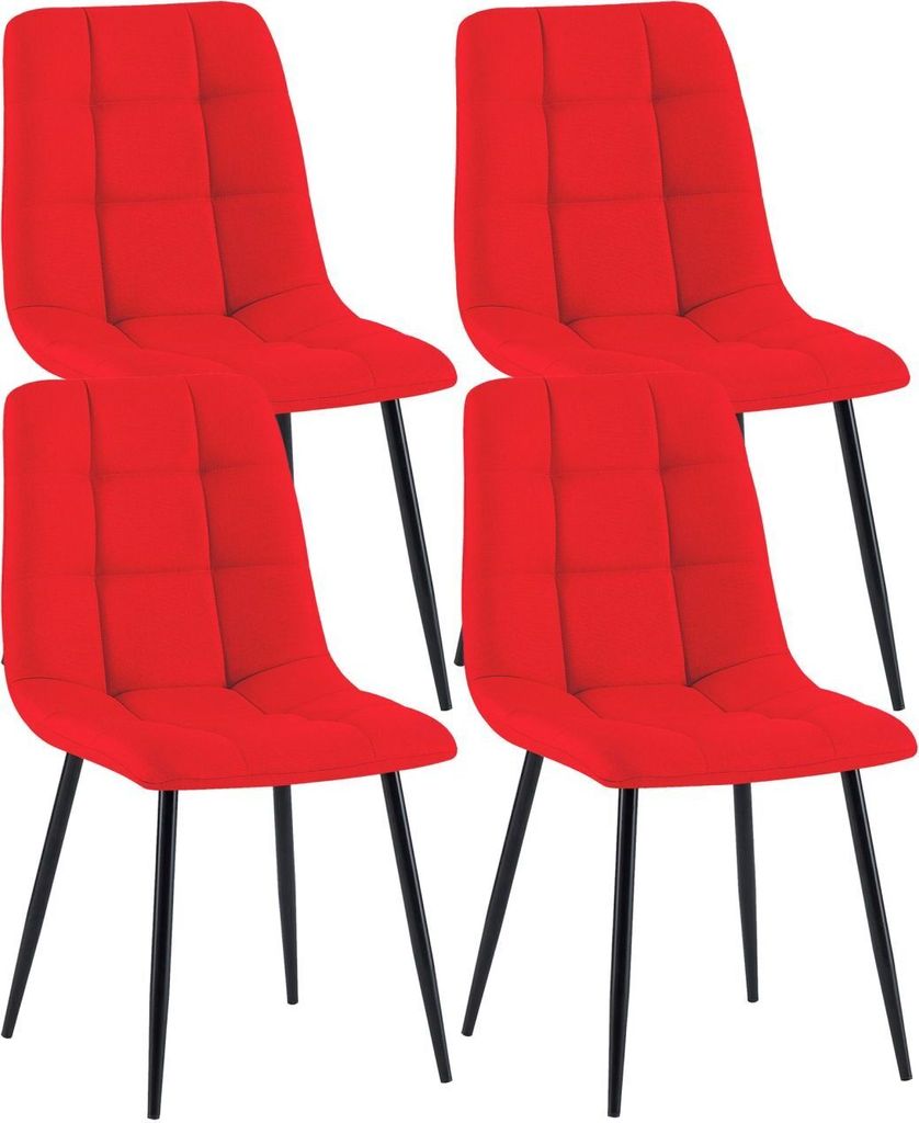 4er Set Esszimmerstühle Antibes Stoff rot Produktbild 