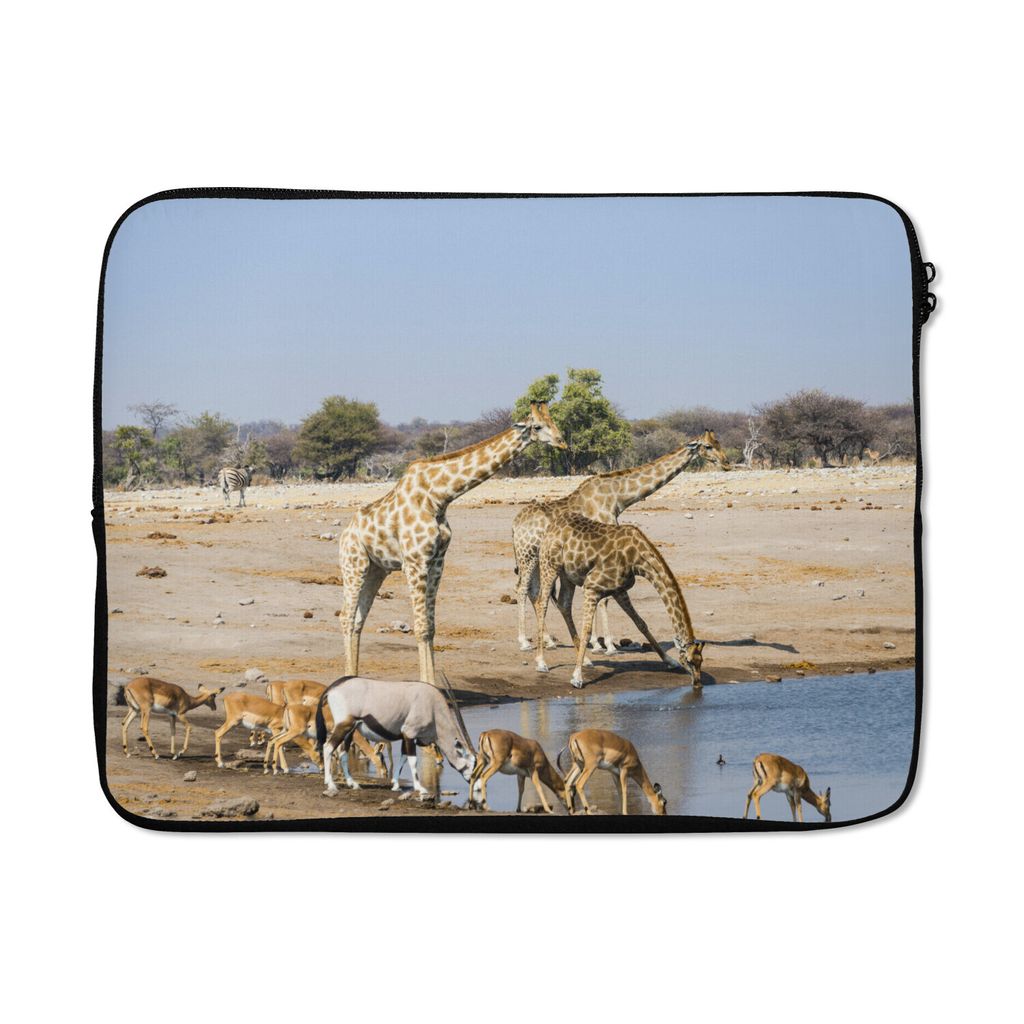 MuchoWow Laptop Hülle 15 Zoll Tiere - Trinken - Afrika Laptoptasche - Laptoptasche - Sleeve - Rundum-Schutz