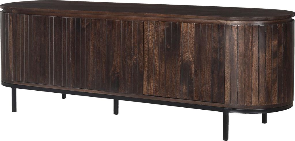 Livingfurn – TV-Möbel Noor Walnuss 170 cm – Mangoholz / beschichteter Stahl