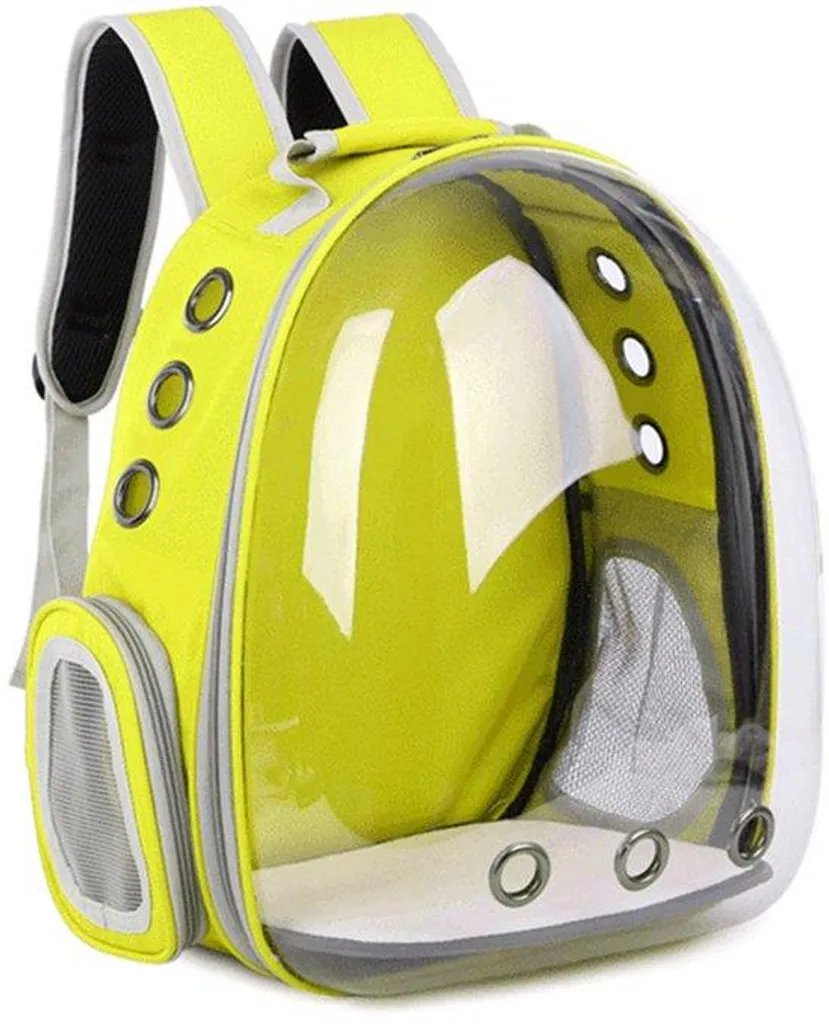 Sac à dos de voyage jaune pour chats et chiens aéré confort XL