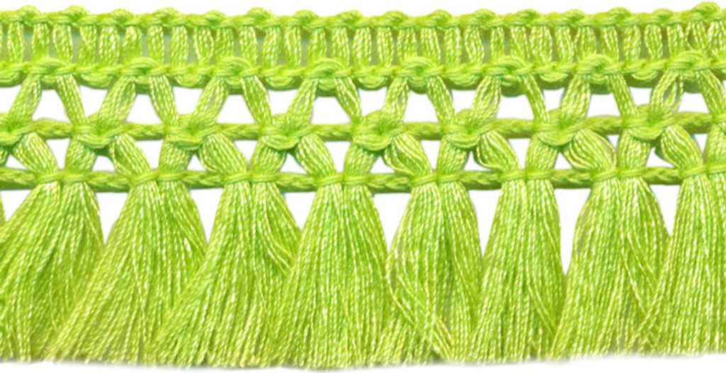1m Fransenborte 32mm Meterware 26 Farben Quastenborte Zierborte Farbwahl, Farbe:limette