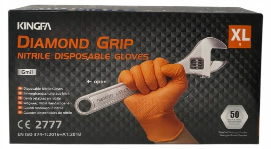 Jednorázové Rukavice Kingfa Grip Nitril Oranžová Velikost Obrázek produktu 