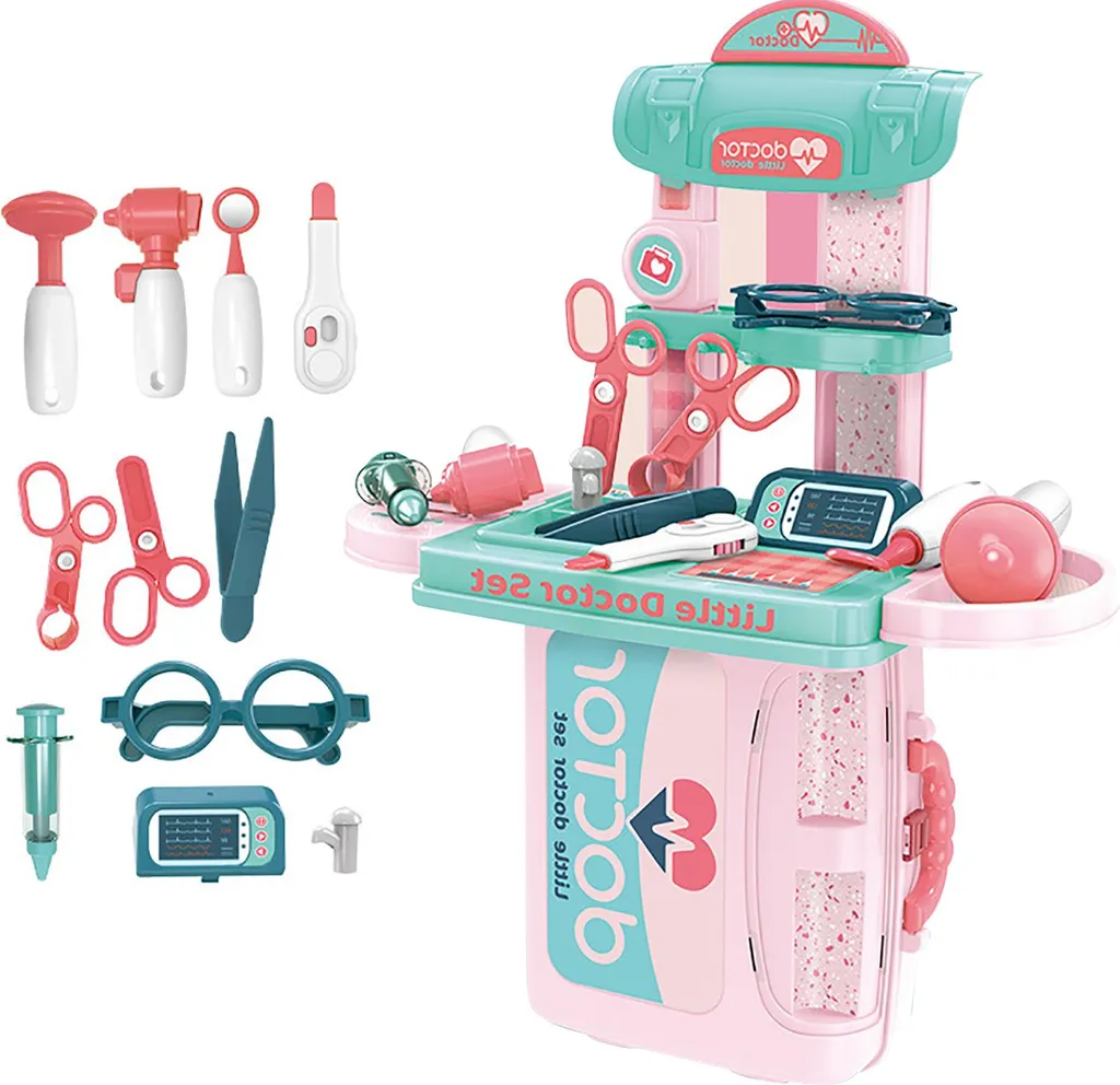 Kit Médecin Enfant 3 en 1 Bleu - Coffre à Jouets Complet en Plastique