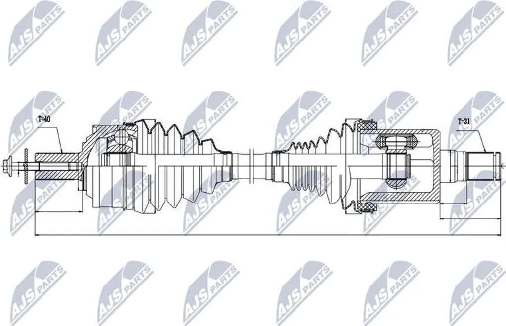 Arbre d'entraînement NTY NPW-VV-021 pour Volvo XC90 OE 31325852 Neuf