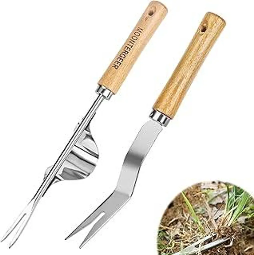 Set Giardinaggio Tradizionale: 2 Sarchiatori Inox con Manico in Legno