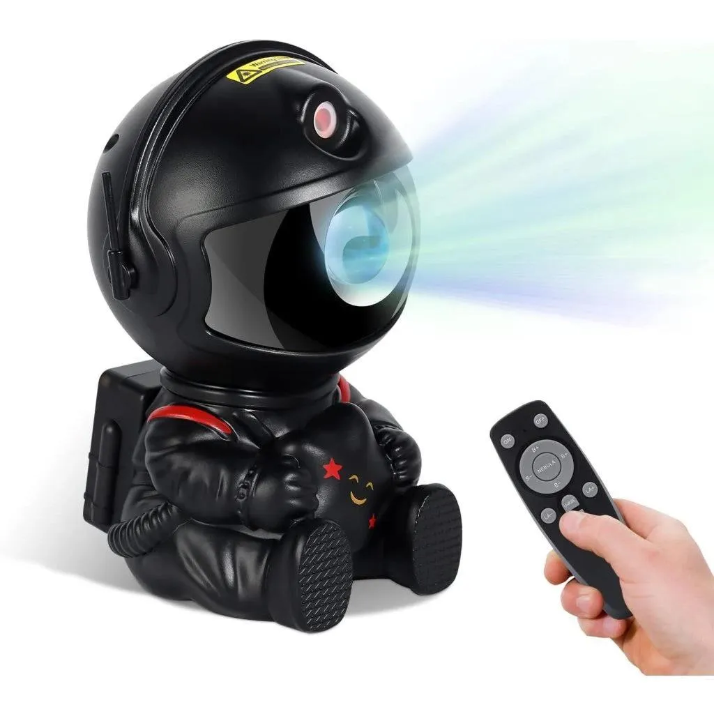 Projecteur Ciel Étoilé Astronaute Noir Rotatif avec 8 Modes de Couleur