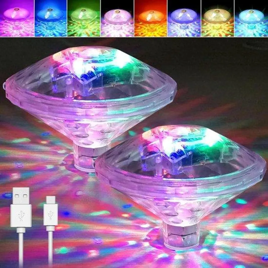 Éclairage pour étang et piscine rechargeable avec 8 modes de couleurs