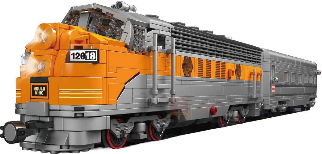 A Lego-style model of a diesel locomotive.