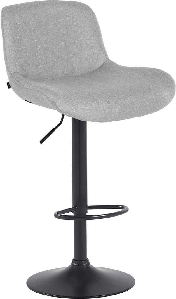 Barhocker – Stützstuhl – Verstellbar & bequem – mit Fußstütze und 360° drehbarem mattschwarzem Stoff | Farbe: hellgrau, Material: Staub