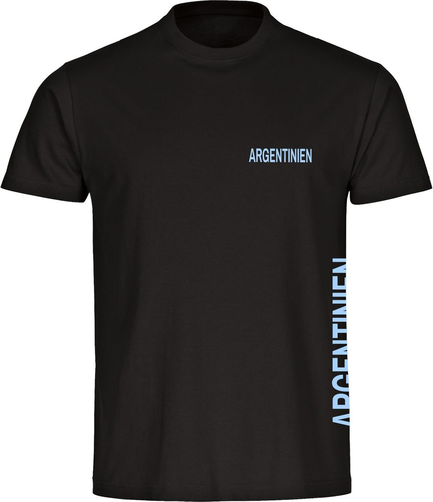 multifanshop Herren T-Shirt - Argentinien - Brust & Seite, schwarz, Größe S