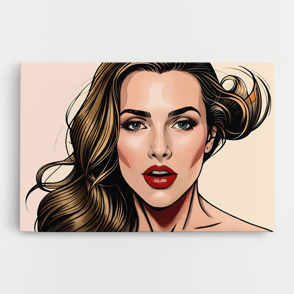 ARTHUB Leinwandbild 50x70 cm, Red Pop Lips | Wohnzimmerdekoration, Hängende Bilder, Wanddekoration, Heimdekoration, Moderne, Pop