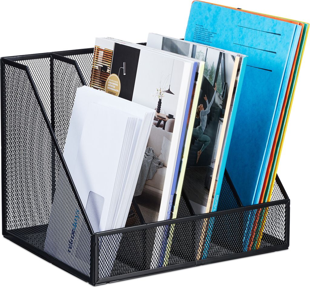 Porte-revues Relaxdays, format A4, 4 compartiments, design Image du produit 