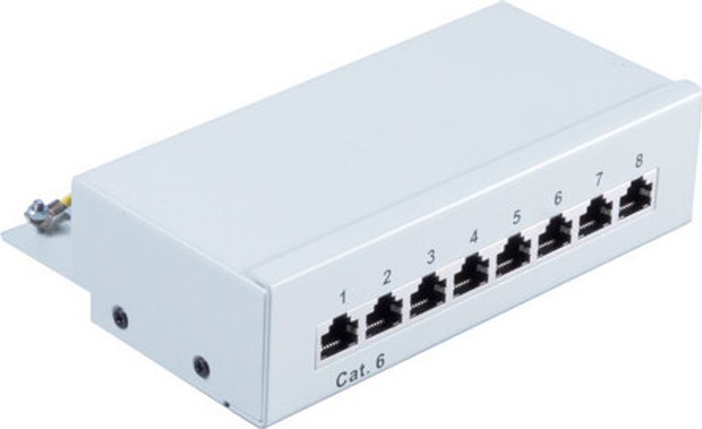Patchpanel Patchfeld Cat.6, 8-Port lichtgrau Produktbild 