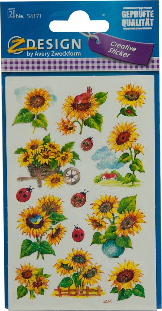 AVERY Zweckform Z Design Sticker Sonnenblumen & Marienkäfer Produktbild 