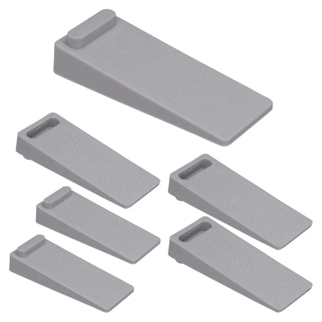 Lot de 6 cales de porte en PVC gris antidérapantes - 2 x 4 x 9,5 cm