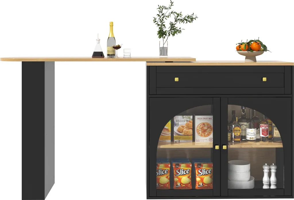 Table de bar extensible noire pivotante : la solution pour petits coins - 13
