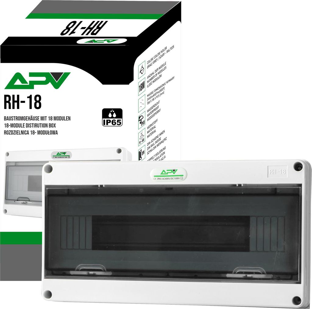 Sicherungskasten Feuchtraum Verteilerkasten IP65 Aufputzverteiler Kleinverteiler 18 Module