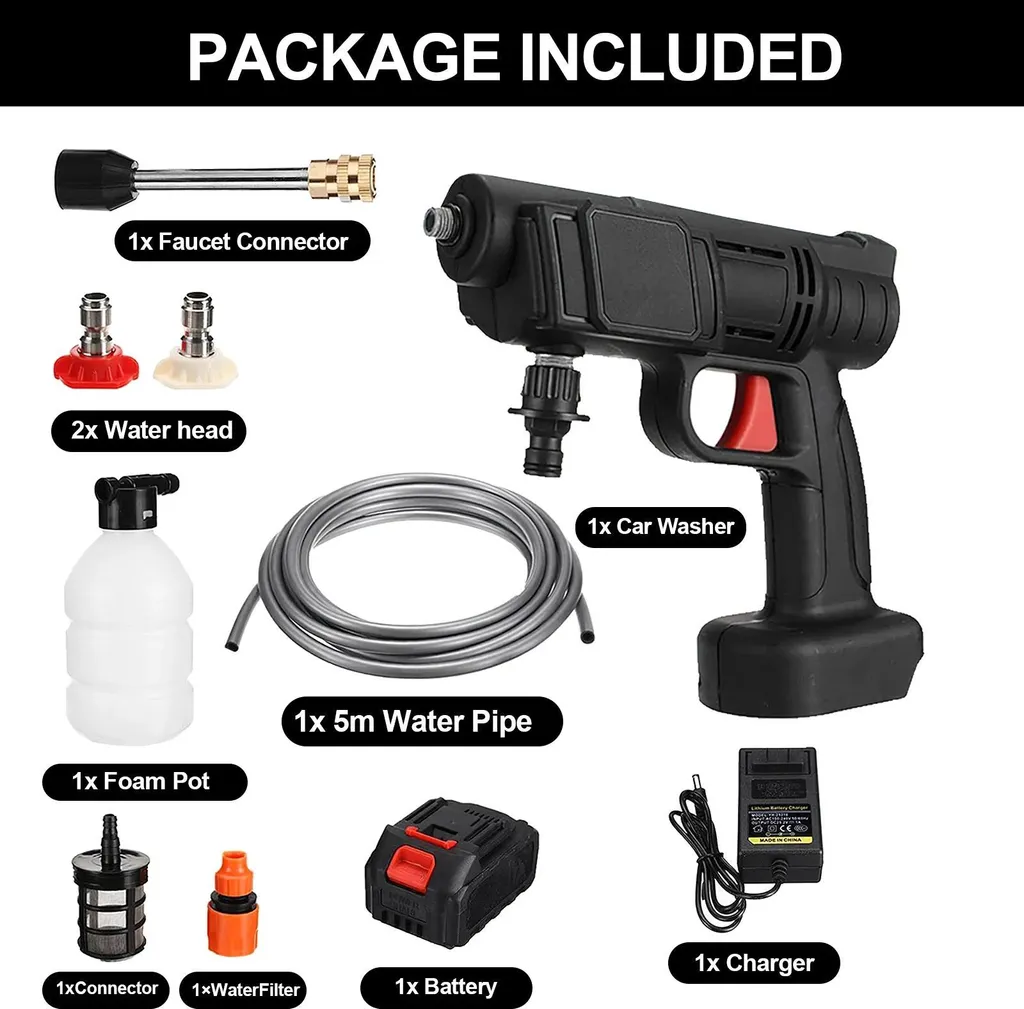 Idropulitrice 30 Bar 1000W 9000mAh | Sistema di Pulizia Portatile