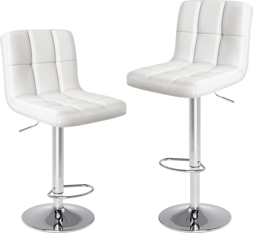 Sweiko Barhocker,Counter Height Barstools l mit Rückenlehne,Drehbarer Barhocker höhenverstellbar,PU, Weiß,2er Set