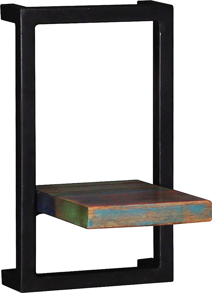 SIT Möbel Wandregal | 1 Ablageboden | Altholz bunt | Gestell Metall schwarz | B 20 x T 25 x H 35 cm | 09148-98 | Serie RIVERBOAT