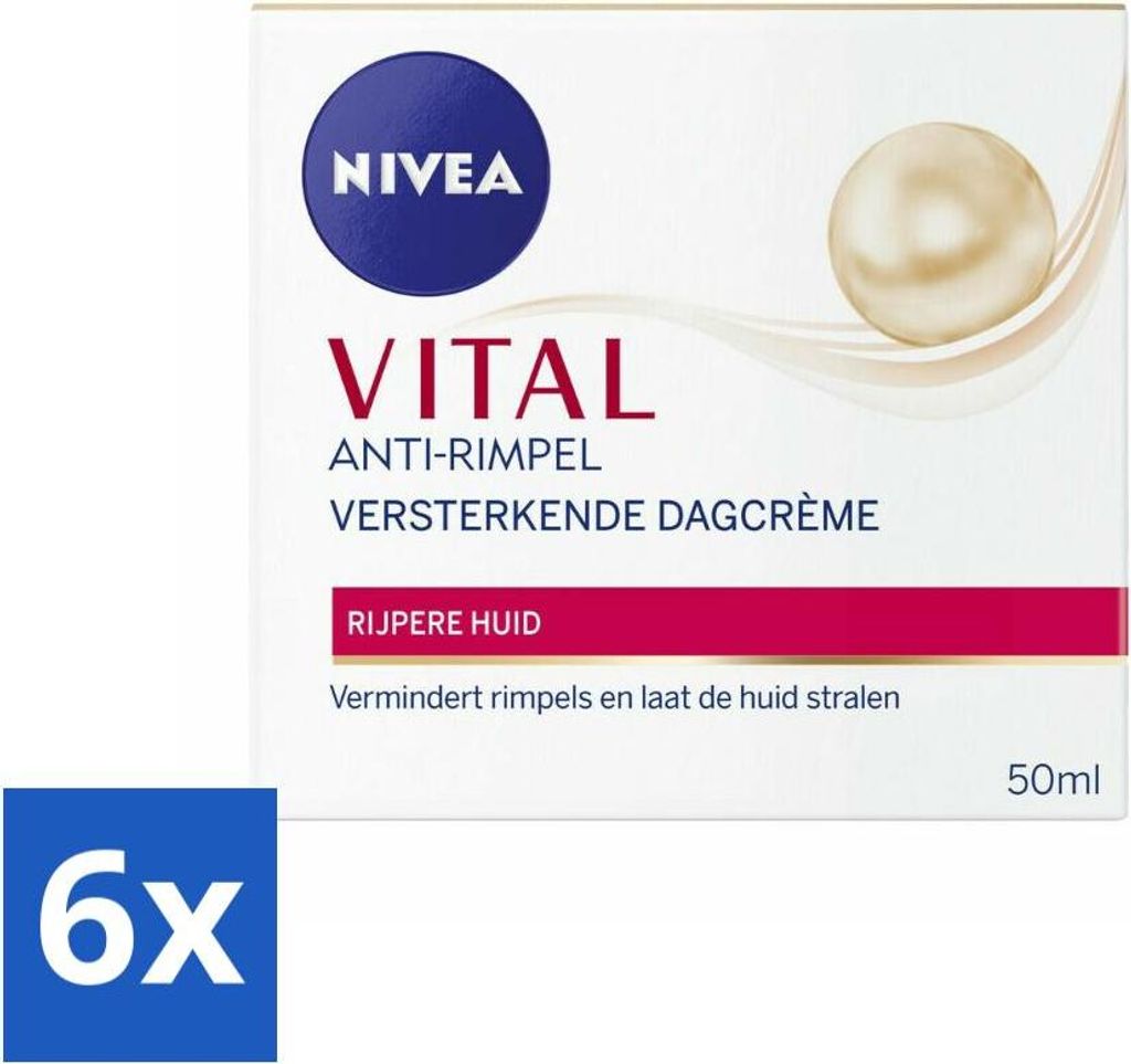 NIVEA VITAL Tagescreme - Anti-Falten Gesichtscreme - Stärkend - 50 ml - Vorteilspack - 6 Stücke