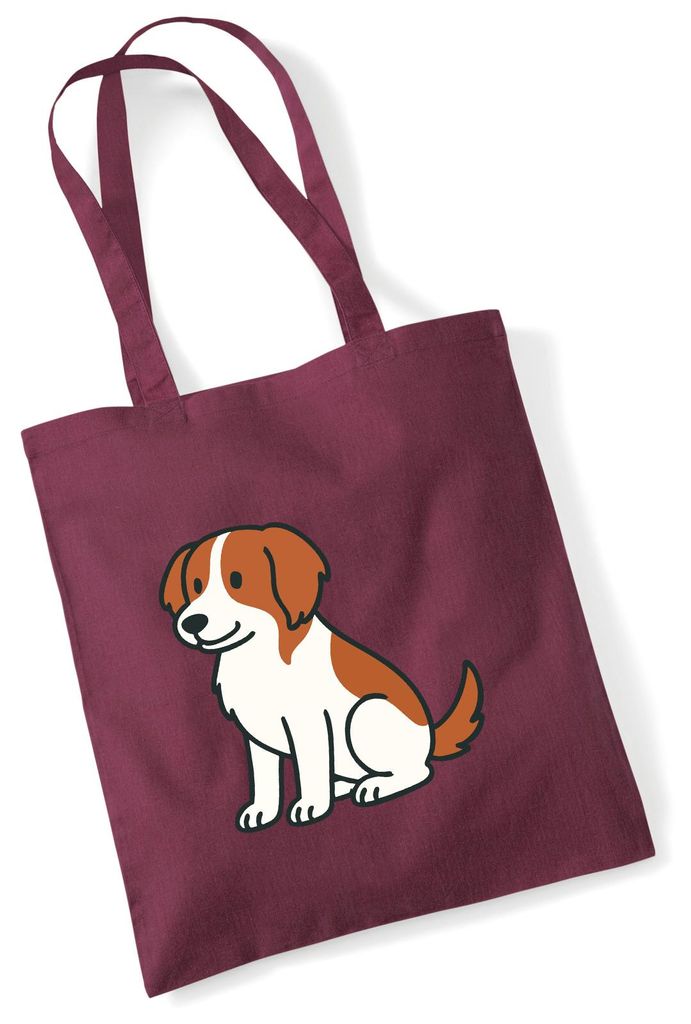 Huuraa Jutebeutel Kooikerhondje Comic Kooikie 10 Liter Burgundy Baumwolle Tasche Geschenkidee