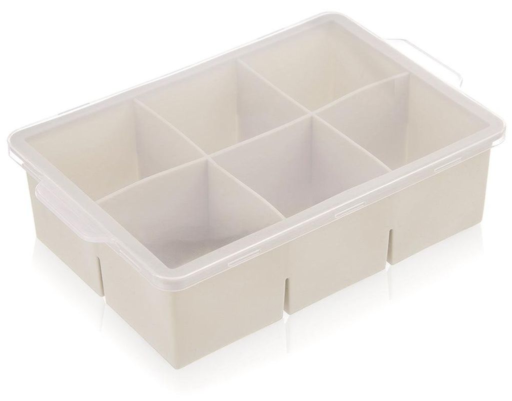 Eiswürfelform mit Silikondeckel, Beige XXL 18,5x12x5 cm