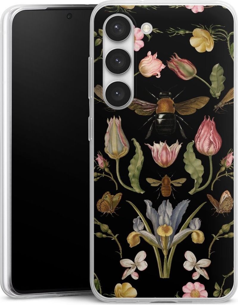 DeinDesign Slim Hülle für Samsung Galaxy S23 Silikon Case Ultra Dünn Handyhülle Biene Blumenkranz Blüte