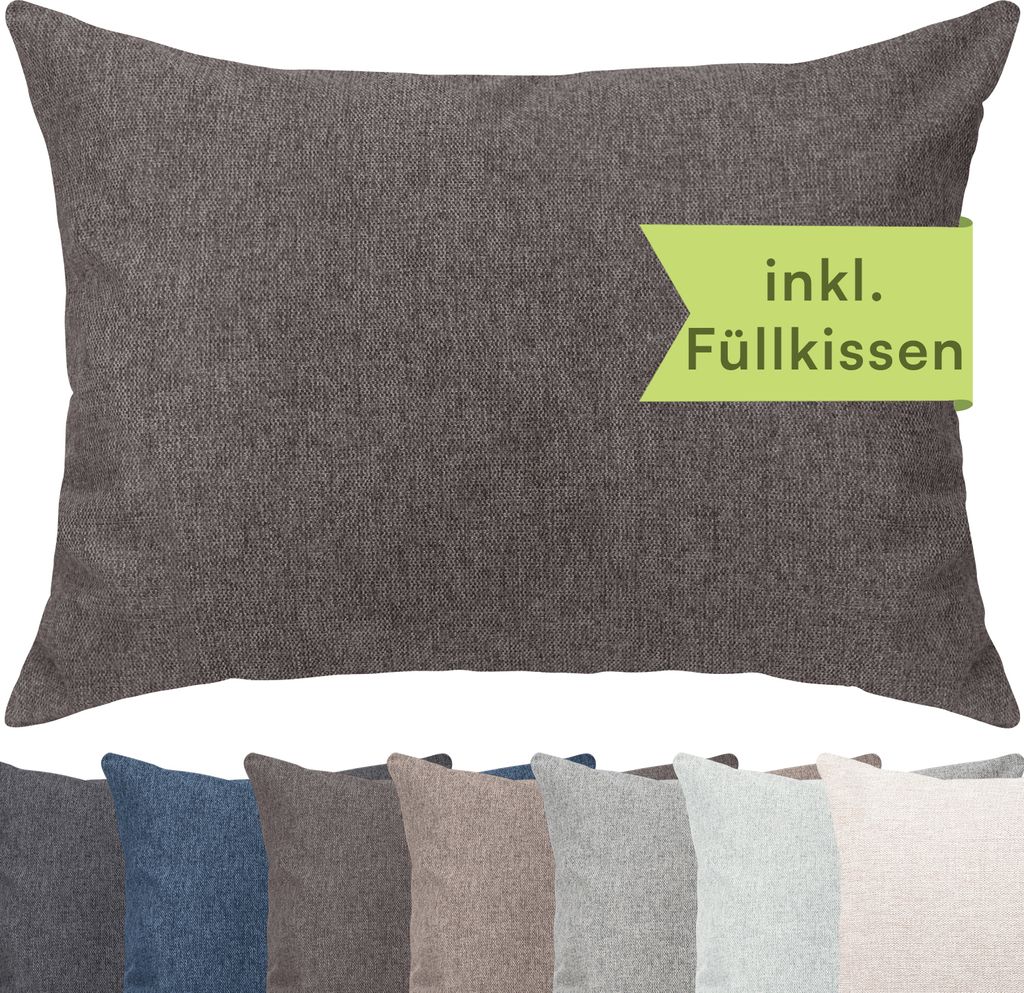 Selfitex Dekokissen XXL 60x80 inkl. Füllkissen, weiches Lesekissen, Rückenkissen, Sofakissen, für Couch, Bett oder als Polster, Farbe: Braun