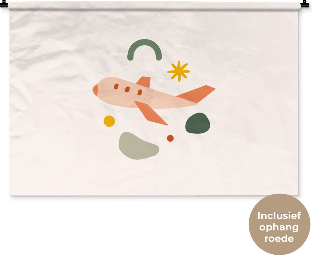 MuchoWow Wandteppich Wandbehang Flugzeug - Abstrakt - Orange 150x100 cm Tapisserie Dekoration Wandtuch - Waschbar - Tapisserien - Wand-Decke