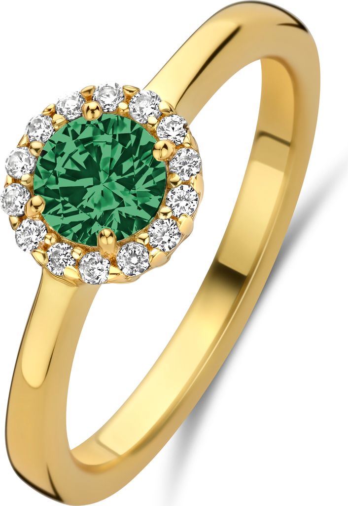 New Bling - 9NB-1539-50 -Silberring mit weißem und grünem Zirkonia - 925 Sterling Silber - vergoldet