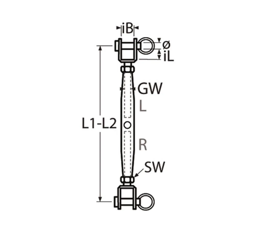 Ridoir de haubans M12 en inox A4 pour câble et gréement maritime