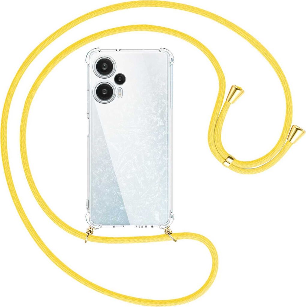 Handykette Backcover-Schutzhülle mit Band (Metall goldfarben) für Xiaomi Poco F5 (6.67'') - gelb
