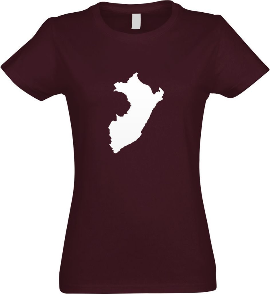 Kiwistar - T-Shirt tailliert - Damen - Burgund - Peru Umriss Kontur - mit Motiv Bedruckt - Funshirt Design - Sport - Freizeit - Damen - M