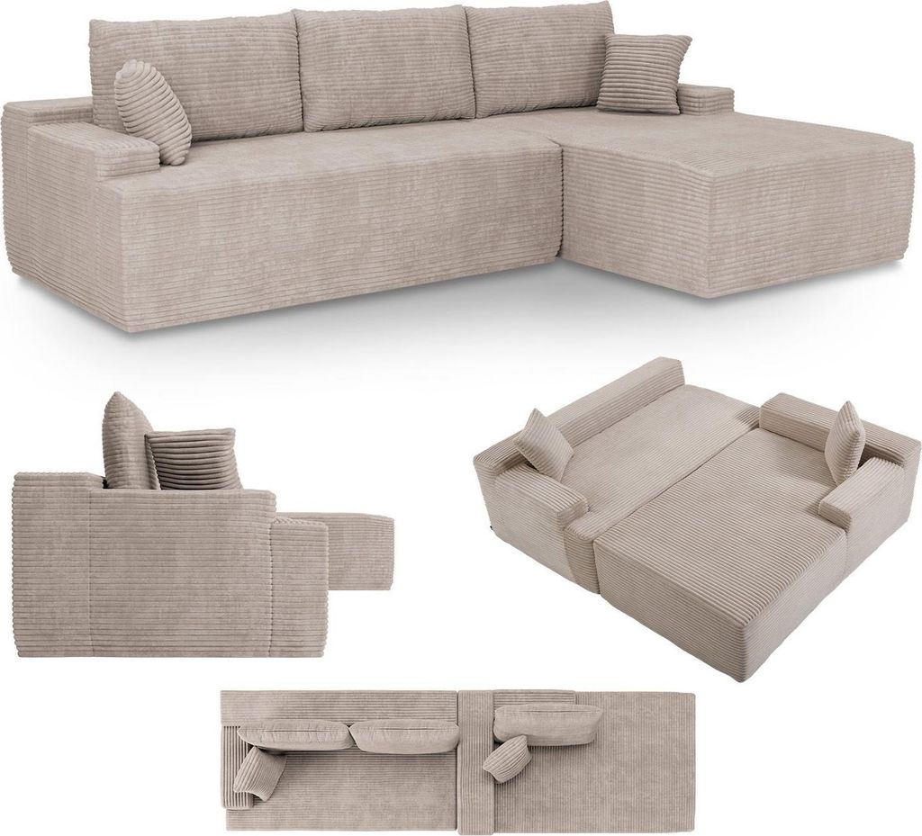 Juskys Sofa Coredo - Taupe, moderne Couch aus Cord mit Produktbild 