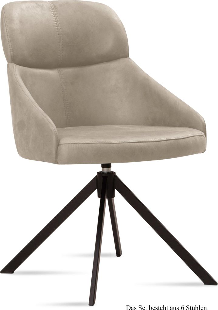 Esszimmerstuhl drehbar (6er-Set) Derska 52x82x63 Schwarz/Natur