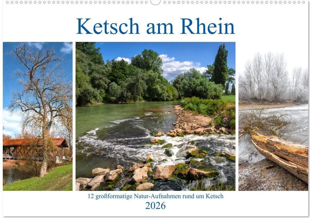 Ketsch am Rhein (Wandkalender 2026 DIN A2 quer), CALVENDO Monatskalender