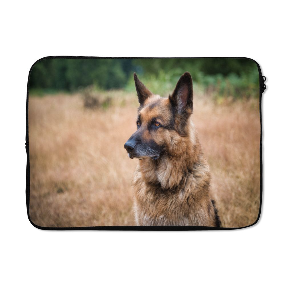 MuchoWow Laptop Hülle 13 Zoll Ein Deutscher mit aufgestellten Ohren Laptoptasche - Laptophülle - Sleeve - Rundumschutz