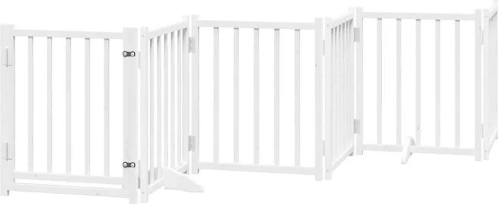 Barrière pour chien pliable 6 panneaux en sapin massif blanc de 300 cm