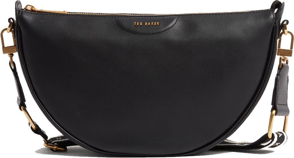 Ted Baker Umhängetasche Schultertasche Essina Webbing Leather Half Moon Crossbody Bag Black schwarz