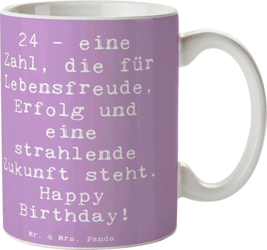 Mr. & Mrs. Panda Kaffeetasse Spruch 24. Geburtstag - Lavendeltraum - Geschenk, Kaffeebecher, Alter, besondere Anlässe, Becher, Freundschaft, Happy...