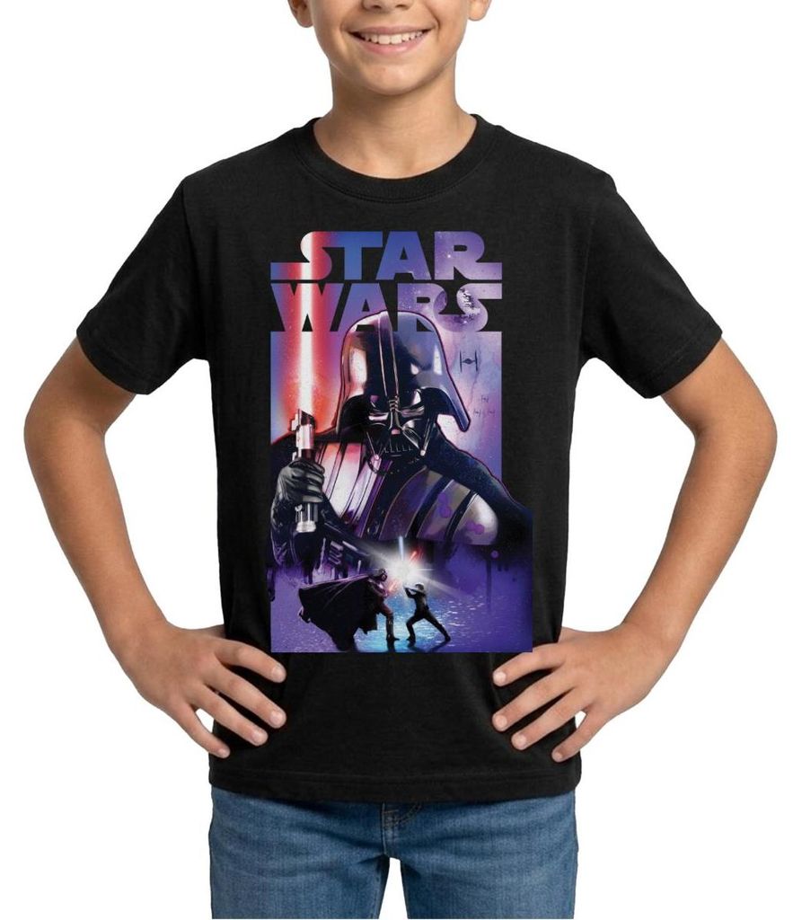 Star Wars Darth Vader Mit Rotem Lichtschwert Teenager T-Shirt, 134/146 (9-11 Jahre), Schwarz