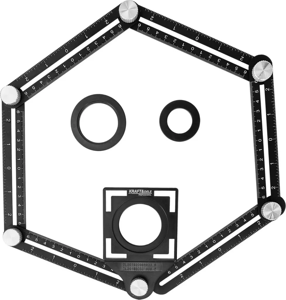 Équerre de mesure articulée et règle pliable multi-angle en métal noir - 6