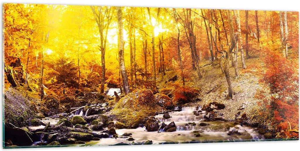 Bilder auf glas - Berge Bach Wasser - 120x50cm - Glasbilder - Wandbilder - Kunstdruck - zum Aufhängen bereit - Wanddekoration aus Glas - Glas Bild...