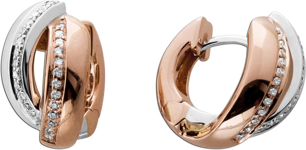 Diamant Creolen 585 Weißgold Rosegold 52 Natur Diamanten 0.26ct TW/VSI