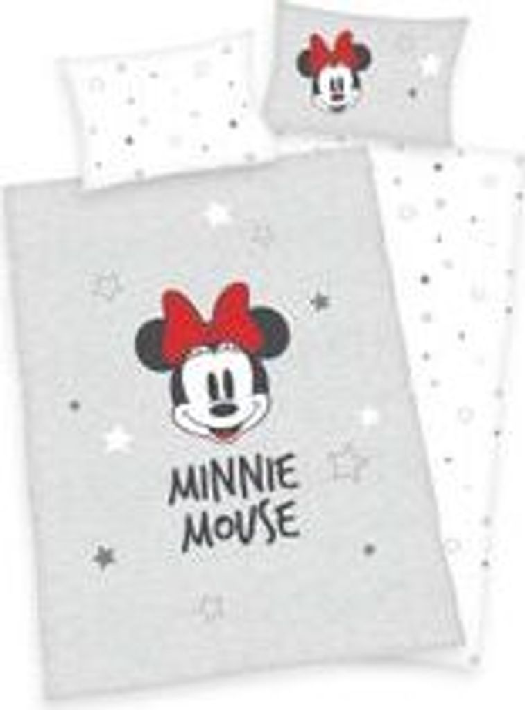 CTI Bettwäsche Minnie Mouse – Weiß/rot, 135x200 Cm + 80x80 Cm, 100% Baumwolle