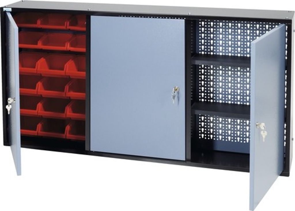 Hängeschrank Küpper Hammerschlag-Silber 1200 mm 2 Böden, 3 Türen